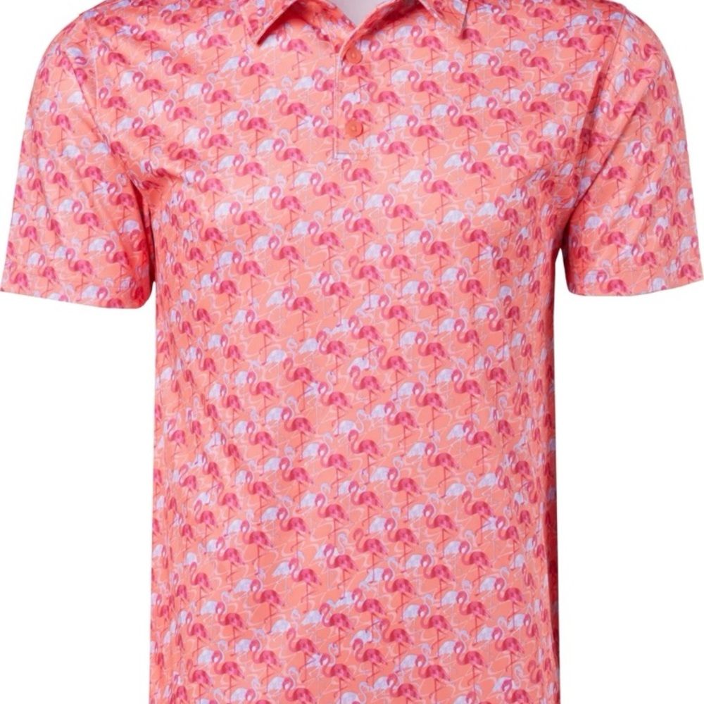 BCG Men's Flamingo Printed Golf Polo